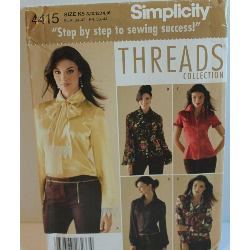 Simplicity Sewing Pattern 4415 Blouse‎ with Trim Size 8-16